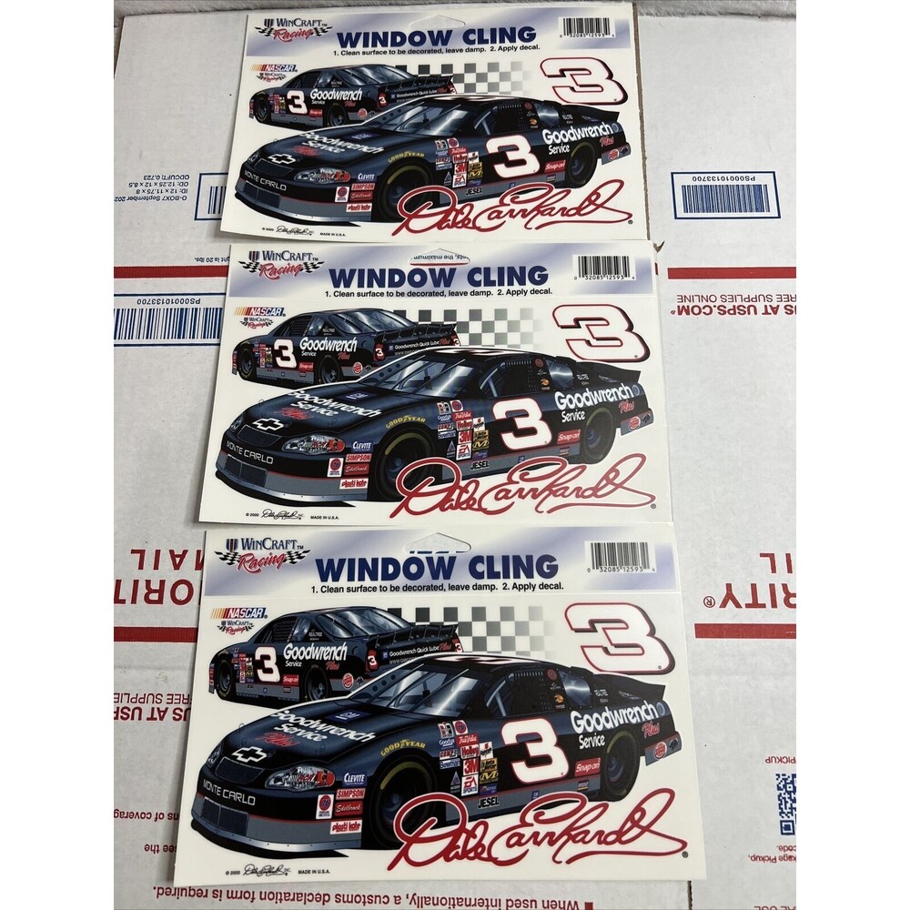 Lot Of 3 DALE EARNHARDT #3 GOODWRENCH CAR NASCAR WINCRAFT RACING WINDOW CLING